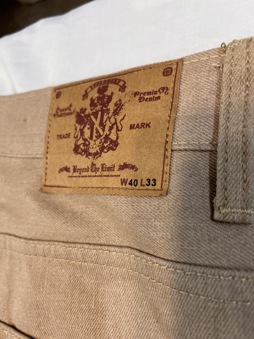 Byon The Limit. Men's Beige Denim Pants W40 L33